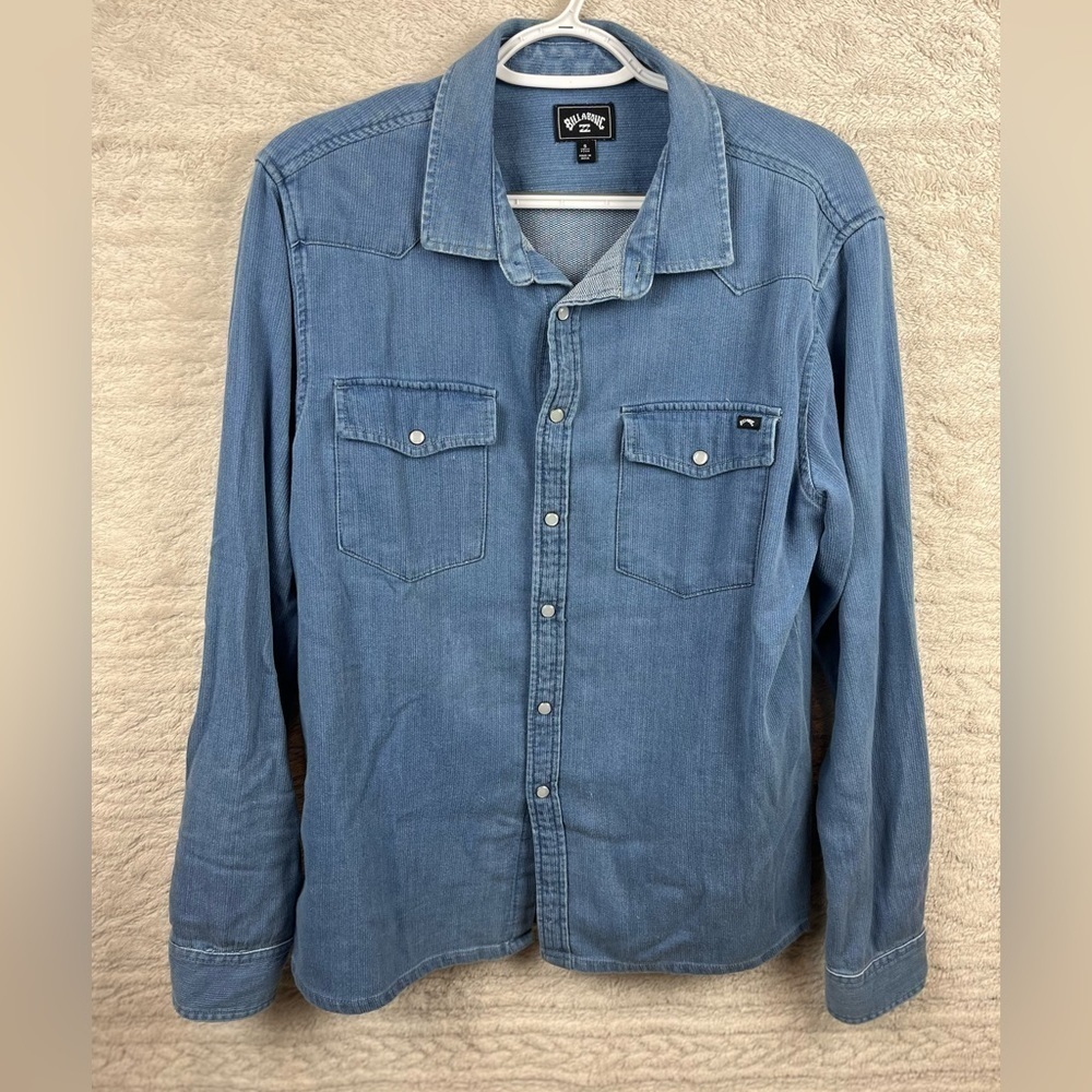 Billabong Blue Button Down Shirt with Aztec design on back
